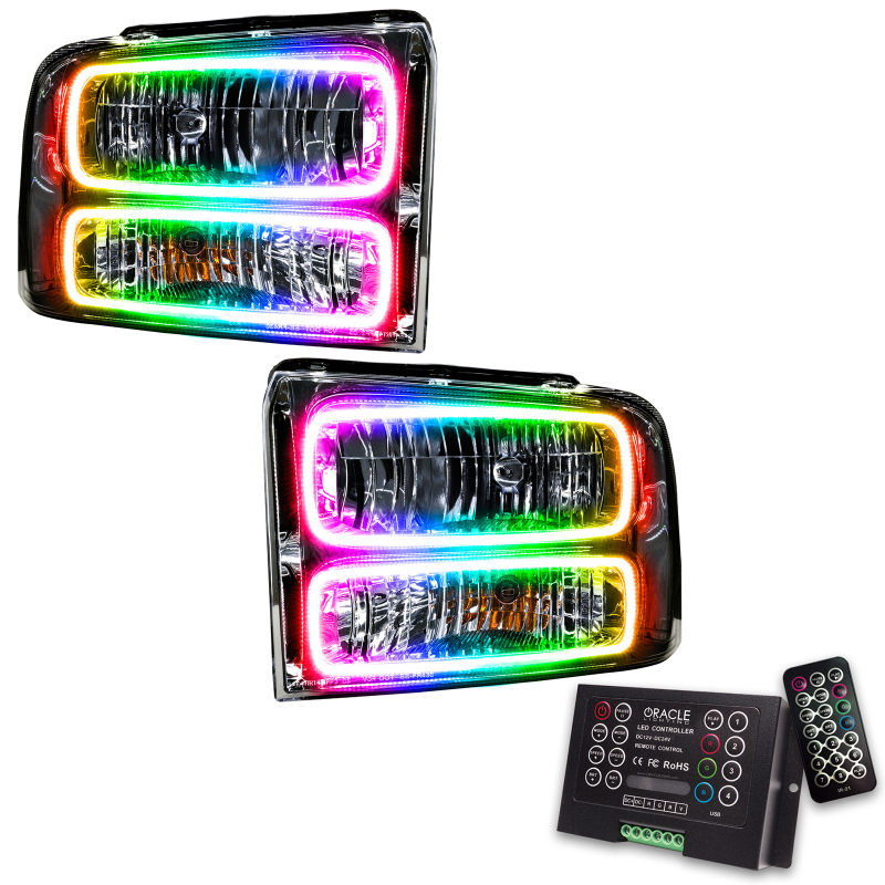 Ford Excursion Headlight Assemblies - ORACLE Lighting - ColorSHIFT SMD w/ 2.0 Controller - Chrome - 2005 Ford Excursion Headlight Assemblies - ORACLE Lighting - ColorSHIFT SMD w/ 2.0 Controller - Chrome - 2005